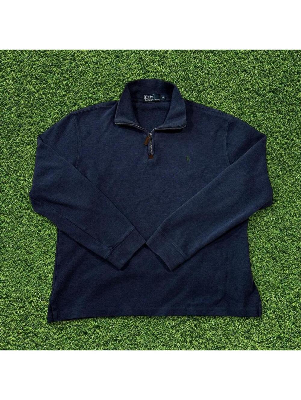 Polo Ralph Lauren Navy Blue Quarter Zip Sweatshirt Size L